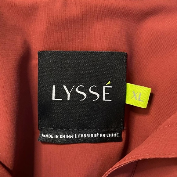 Lysse Nylon Popover Shirt Blouse Size XL Brown Stretch Cut Out Long Sleeve Tunic - Picture 5 of 15